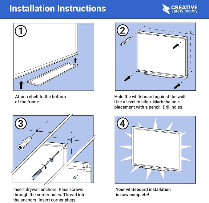Project Planning Whiteboard (36in x 24in) | Wall Mountable Aluminum Frame & Marker Tray - Easy Dry Erase and Magnetic - Stay Ahead of Schedule & Keep Your Team Informed