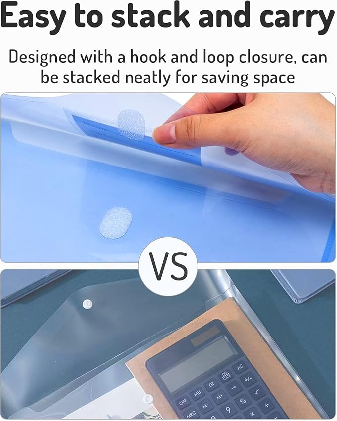 Forvencer Binder Pocket, 48 Pack Super Heavyweight Poly Binder Pocket | Tight Closure, File Folders Side Loading, 3 Ring Binder Organizer, Letter Size, Assorted Colors