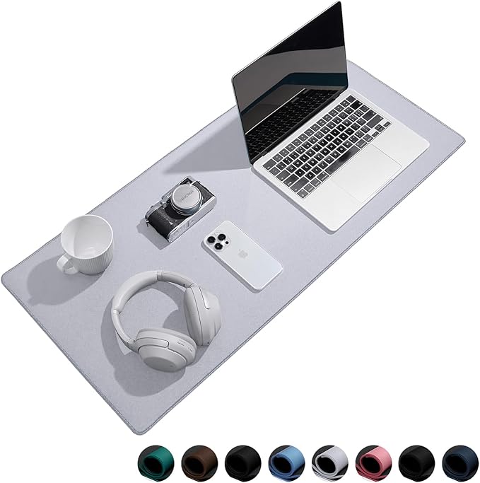 Waterproof Large Gaming Mouse Pad with Durable Stitched Edges, Non-Slip Rubber Base, Grainy Jacquard Mouse Mat Desk Pad for Home Office Gaming, 35.4''x15.7''x0.12'', Matte Light Gray