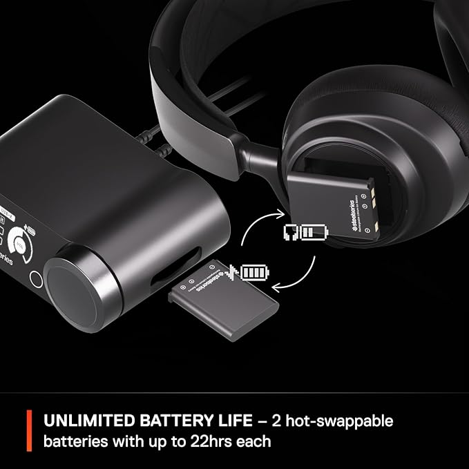 SteelSeries Arctis Nova Pro Wireless Multi-System Gaming Headset - Premium Hi-Fi Drivers - Active Noise Cancellation - Infinity Power System - ClearCast Gen 2 Mic - PC, PS5, PS4, Switch, Mobile