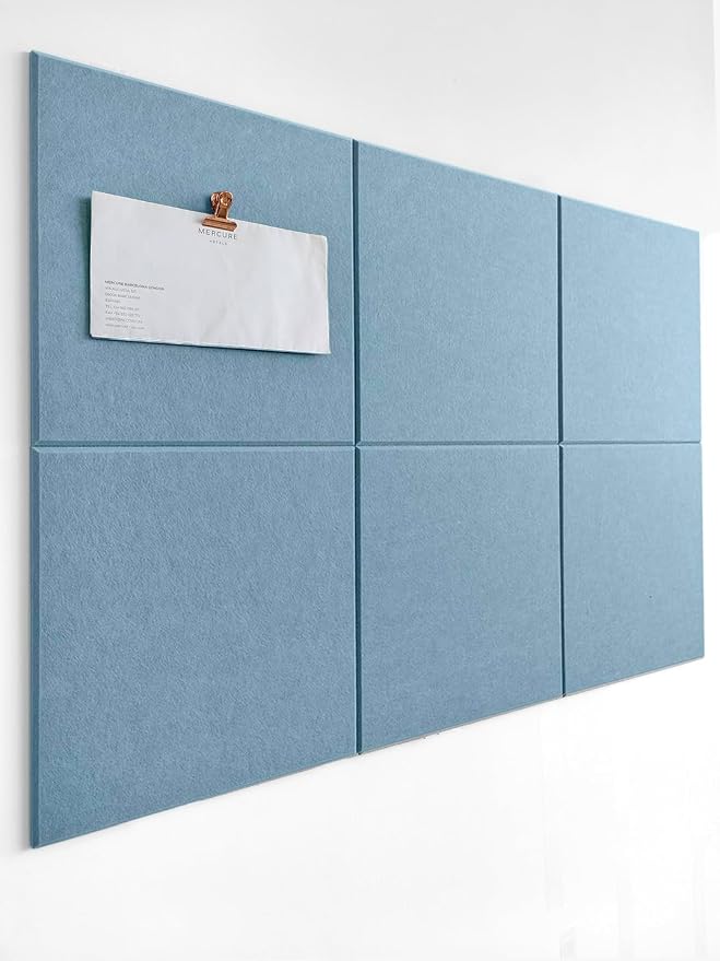 Cork Board 24 x36 Alternative - 6 Pack Felt Wall Tiles with Safe Removable Adhesive Tabs, Cork Boards for Walls Cork Board for Home Office Pin Board Tack Board - Baby Blue