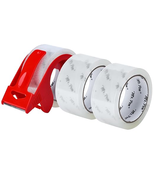 Mr. Pen- 3 Rolls Packing Tape with Dispenser, 2” Wide, 50 Yards, Clear Packing Tape Heavy Duty for Mailing, Moving Boxes and Packaging