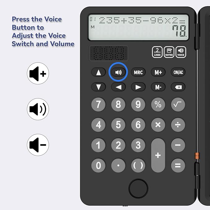 NEWYES Calculator with Writing Tablet, LCD Writing Pad and Stylus Pen, Solar & Battery Powered Calculator for Office School Students, Black Pro