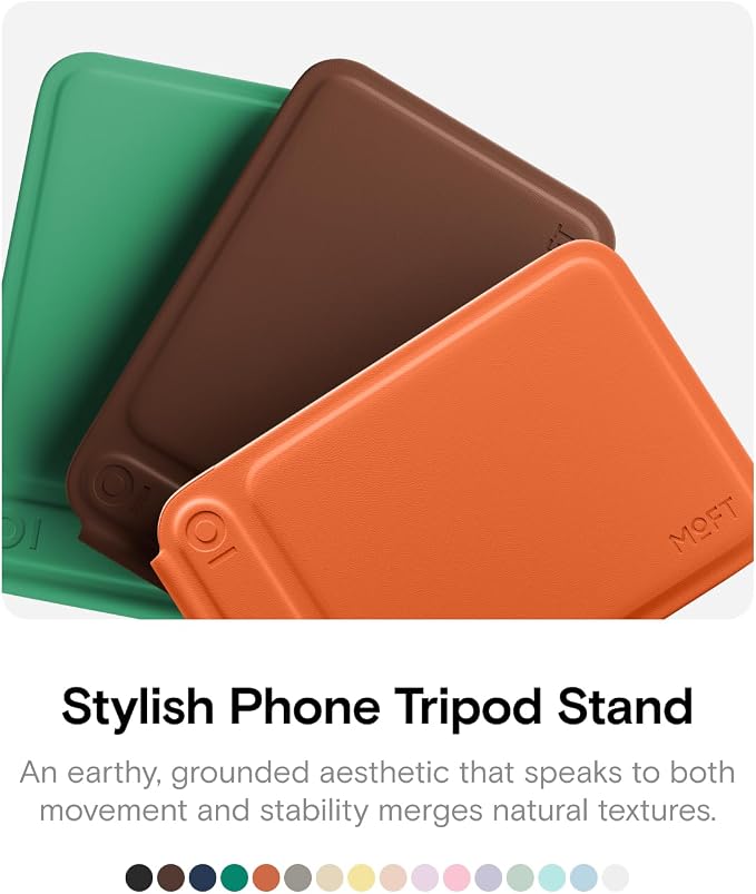 MOFT Phone Tripod Stand & Wallet, NFC Card Holder, Hold 1-2 Cards | Mulit-Angles | Portable l MOVAS Leather | Magsafe Compatible | Easy to Charge | Travel Essential |For Content Creators