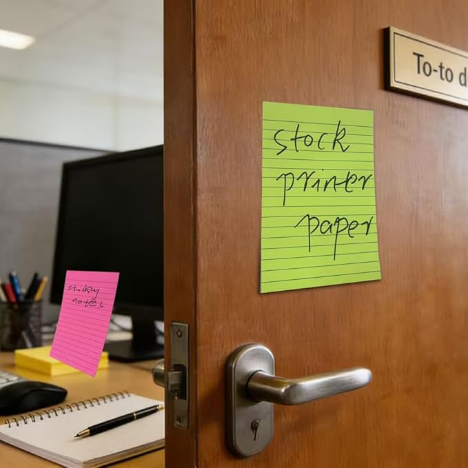(12 Pack) Lined Sticky Notes 4x6 in,Large Notepads with Lines,Ruled Stickies Super Sticking Power,Office School Memo Note Pads Bright Colors,Post on Windows Doors,Recyclable,Easy to Write on