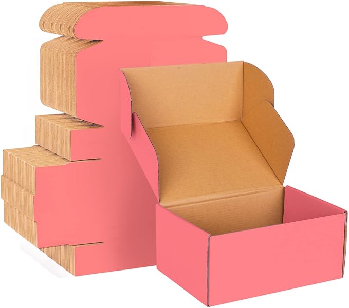 Pink Cardboard Corrugated Boxes - 9x6x4, 30 Pack - Shipping & Mailing Boxes