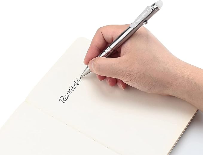 SMOOTHERPRO Bolt Action Pen, Stainless Steel Erasable Ballpiont Pen Compatible with Pilot FriXion Refill, EDC Pen for Writing, Natural(SSF010)