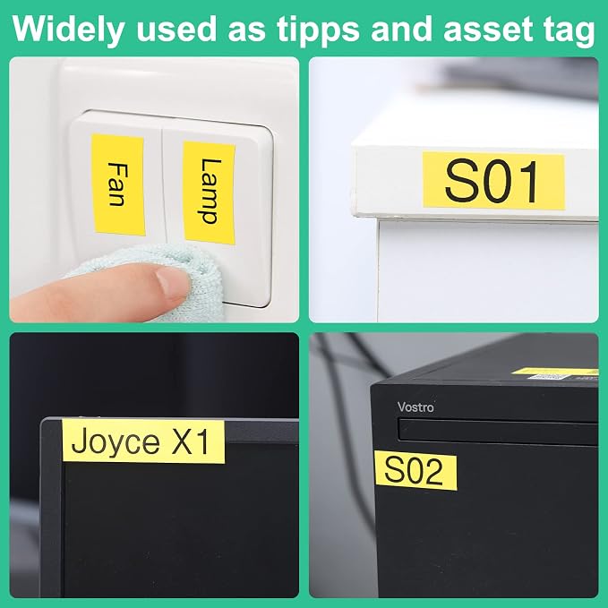 Colorty Replace for Brother P-Touch Label Tape Yellow TZe-631 TZ Tape 12mm | 0.47" Laminated Black on Yellow Tape for Ptouch Label Maker PT-D210 D200 H110 D400, 1/2 Inch x 26.2 feet, 4 Pack