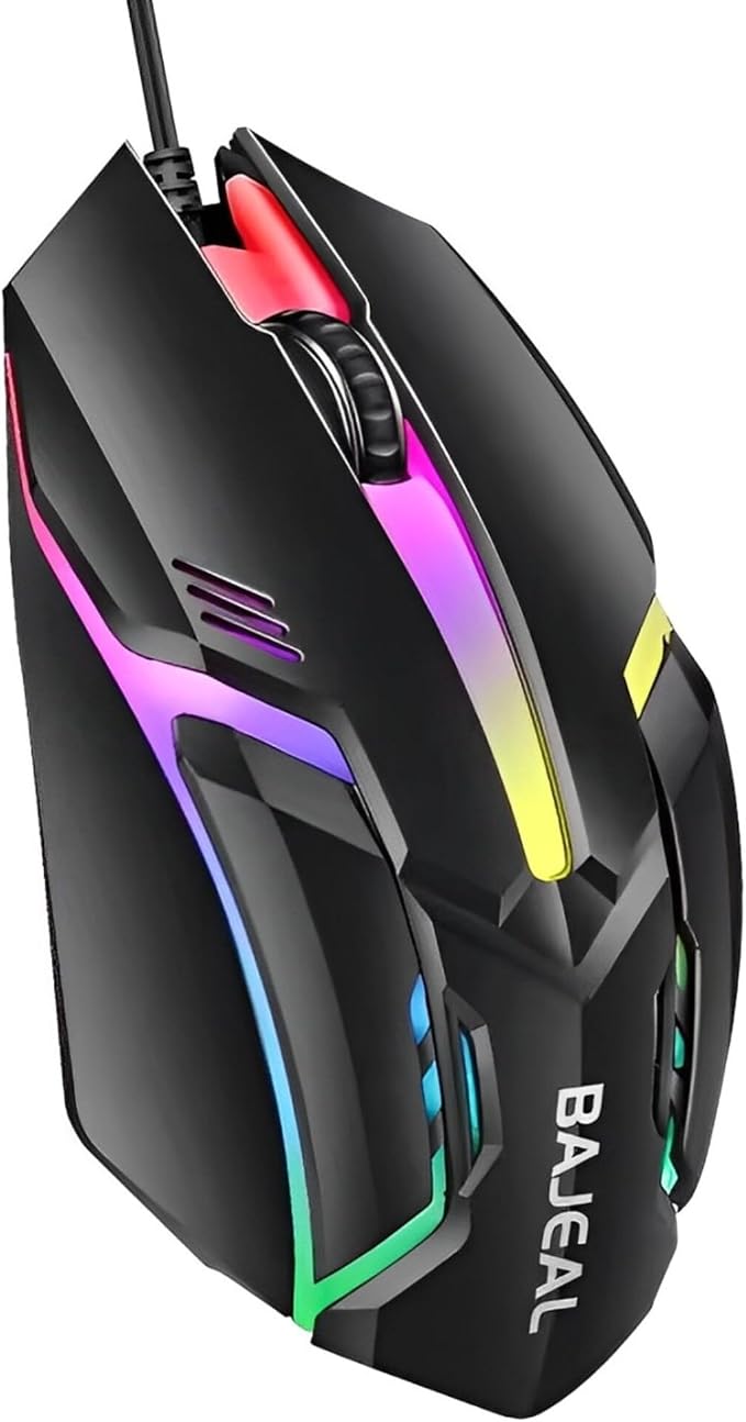 Wired USB Mouse – RGB Optical Computer Mouse,1200 DPI Office,Home and Game Mice for Windows PC, Laptop, Desktop, Notebook, for Right or Left Hand Use (Black)