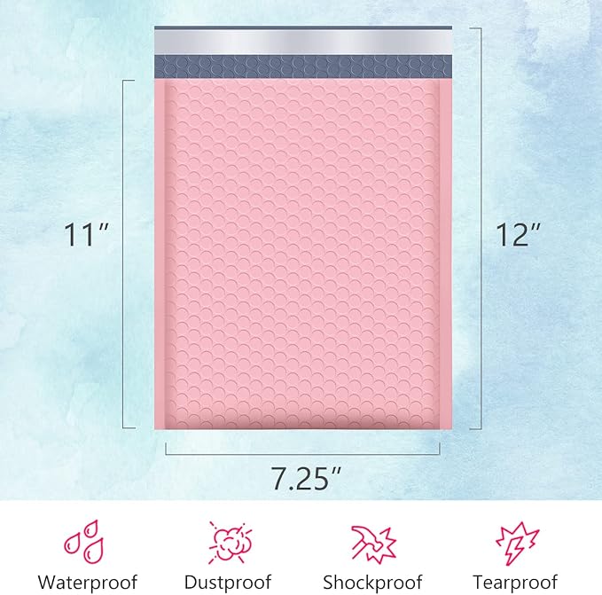 UCGOU Bubble Mailers 7.25x12 Inch Light Pink 25 Pack Poly Padded Envelopes Small Business Opaque Packaging Postal Self Seal Waterproof Boutique Bulk Mail Shipping Bags for Jewelry Makeup Supplies #1