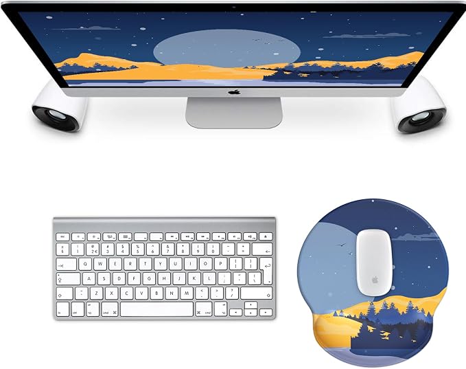 Mouse Pad with Wrist Rest, Comfortable Computer Mousepad with Gel Wrist Support Smooth Surface and Non-Slip PU Base for Pain Relief, Laptop, Office & Home (Moon Night)