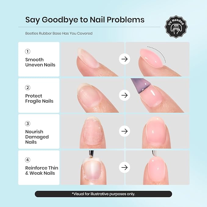 Beetles Rubber Base Gel and Builder Top Coat Gel Nail Polish Set, 2Pcs 15ML Nude Nail Polish Pink Neutral Color Base No Wipe Builder Top Coat, Thick Flexible Base for Nails Strengthening