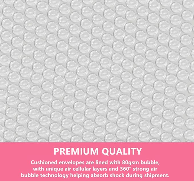 Bubble Mailers 3.5X5.9 Inch 50 Pack Small Padded Envelopes Poly Thicken Padded Self Seal Envelopes Bags (Pink)