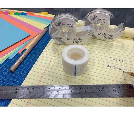 Greyparrot Office Tape Clear Refill Rolls + Dispenser(8 Pack),(3/4” X 1000in/pack). for Craft Jobs, Gift Wrapping, Office Work Glossy Finish, Refillable (8000 inch/Total(Matte)