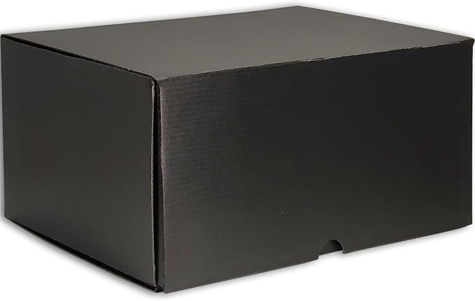 12x8x6 Shipping Boxes Black Mailer Corrugated Cardboard Box Set of 15 | for Packaging, Literature, Packing, Mailing, Storage, Small Business, Moving, Gift, Supplies, Quick Fold, Tab Locking