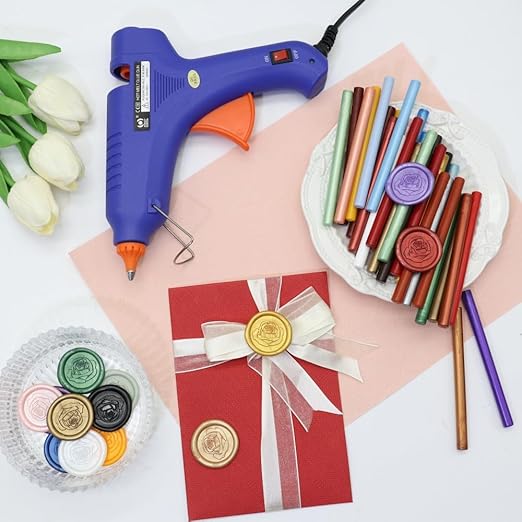 100 Pcs Sealing Wax Sticks for Wax Seal Stamp, Assorted Color Sealing Wax Glue Gun WaxSeal Sticks Mini WaxGun Stick, Mixed Colors WaxSeal Kit Great for Wedding Invitations (100A)