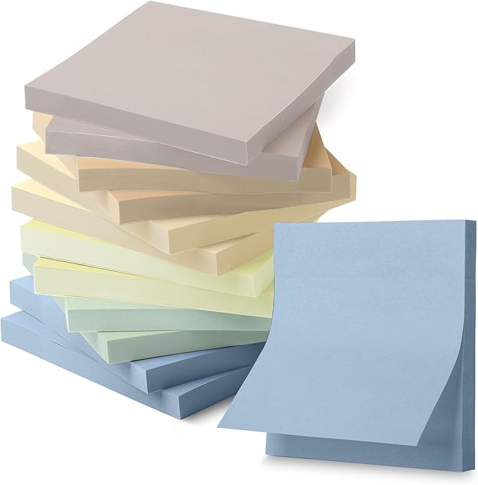 Mr. Pen- Sticky Notes, 3”x3”, 12 Pads, 600 Sheets, Colorful Sticky Notes 3x3, Whispers of Nature, Stocky Notes for Bible Journaling