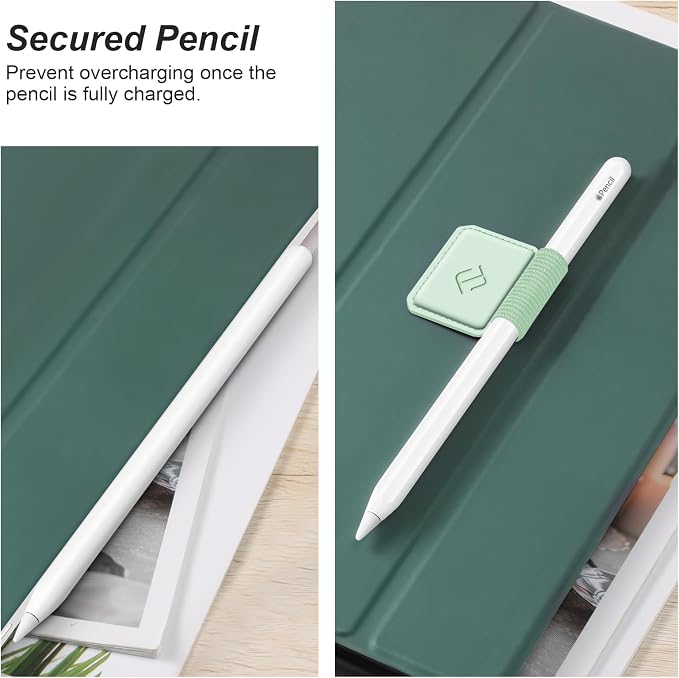 Fintie 4 Pack Pen Loop Holder for Apple Pencil Pro, USB-C/1st/2nd Gen | Elastic Adhesive PU Leather Sleeve, Secure Pen Holder, Attaches to Tablet Cases, Fits Stylus Pens, Green