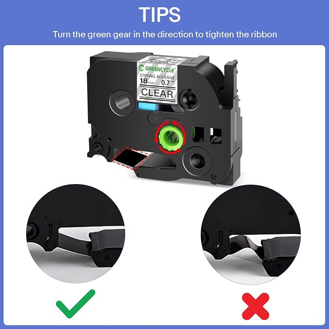 GREENCYCLE 2 Pack TZe-S141 TZ-S141 18mm 0.7" Extra Strength Label Maker Tape Compatible for Ptouch Laminated TZe-141 TZ-141 Black on Clear Label Tape for PT-D400 PT-D410 PT-D400VP PT-D410VP