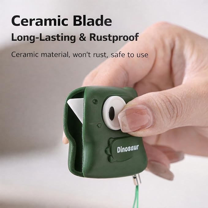 2 Pack Ceramic Box Cutter, Retractable, Mini, Cute, Box Opener, Built-In Magnetic, Small Box Cutter, Safe for Kids, Package Opener with Lanyard for Home, Office (red/green)