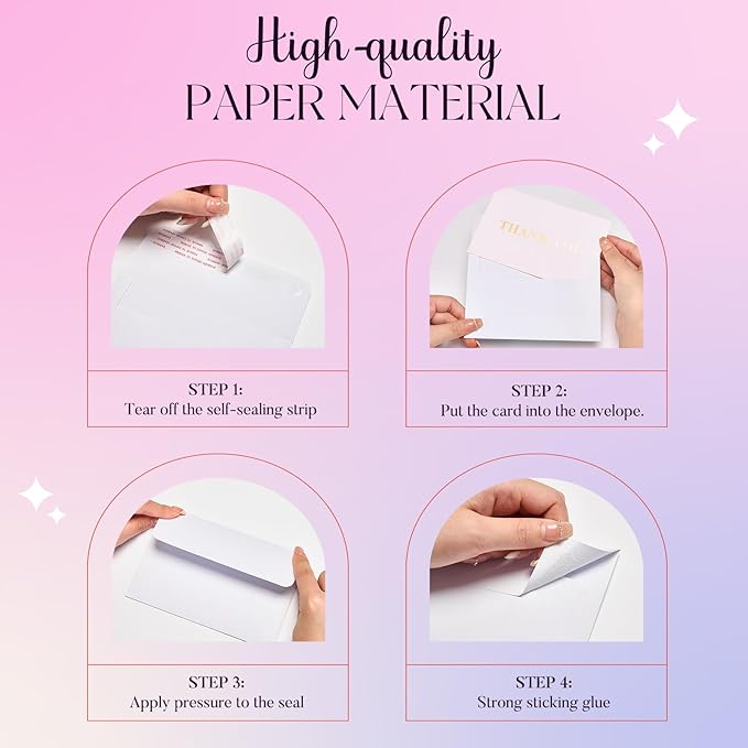 ACSTEP 100Pack A4 Envelopes 4-1/4 X6-1/4 Inch Self seal White 4 X 6 Envelopes For for Weddings, Invitations, Photos, Postcards, Greeting Cards Mailing,Baby Shower, Graduation