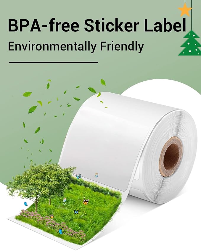 Phomemo Labels 6 Rolls,1.18" x 0.79", Use for M110/M100/M220/M108,1800 PCS | 30×20mm Square Thermal Stickers Labels for Kids & School, Barcode, Logo, Business, Home,Organization, Peptide Vial, White