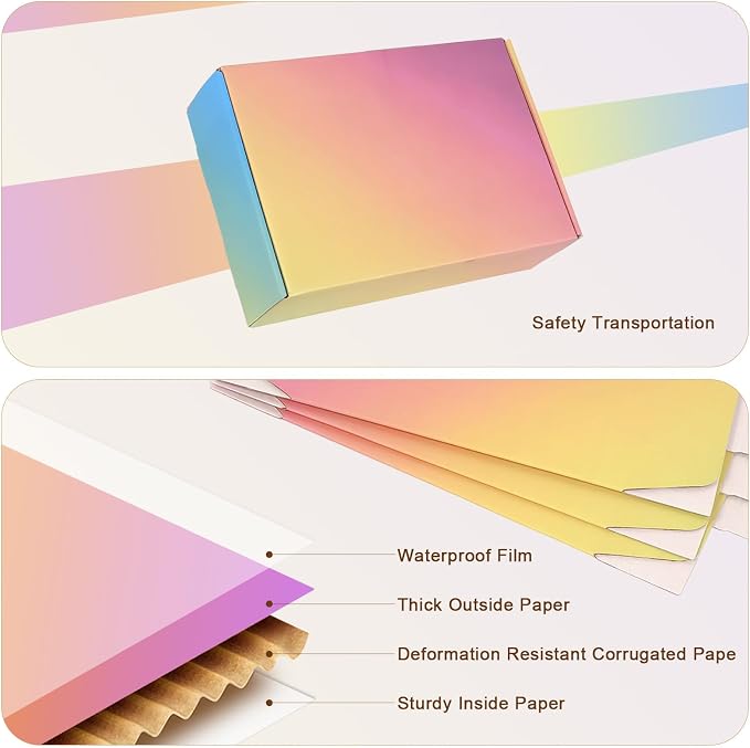 9x6x4 Shipping Boxes Medium, 30 Pack Colorful Corrugated Cardboard Mailer Boxes for Small Business, Mailing, Packaging