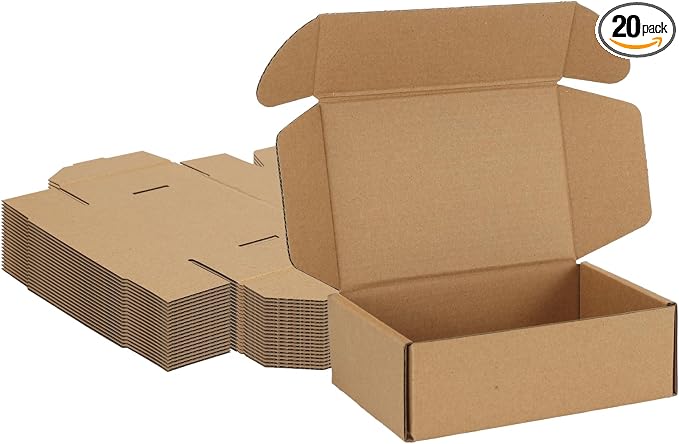 MEBRUDY 6x4x2 Inches Shipping Boxes Pack of 20, Small Corrugated Cardboard Box for Mailing Packing Literature Mailer