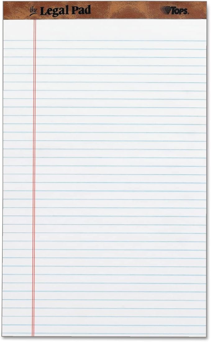 Tops 7573 Perforated Everyday Writing Legal Pad, 8.5 x 14 Inch, White, 12 Count (Pack of 1)