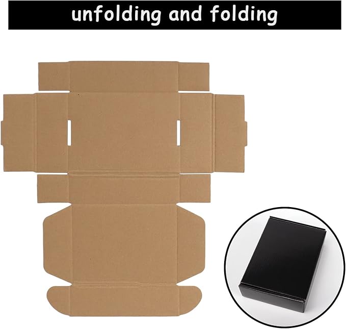 EXYGLO Shipping Cardboard Boxes for Small Business, Packing and Mailing, 7x5x2 - Pack of 25, Black