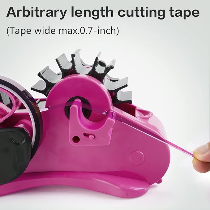 Cute Pink Heat Tape Dispenser with Pen Slot and 1"& 3" Dual-roll cores,semi-Automatic Desk 3/4" Sublimation Tape Dispenser & Cut, Designed for Office,School and Warehouse.