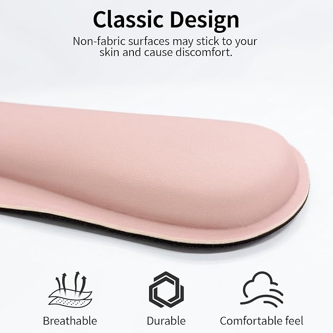 Bloss 2 Pink Wrist Rest for Mouse & Keyboard, Ergonomic Wrist Support | Soft Memory Foam, Rubber Non-Slip, Wrist Rest for Mouse, Breathable, 1.2" Thick