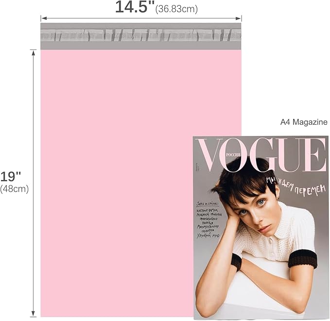 Fuxury Poly Mailers 14.5x19 Inch 400 Pcs Bulk Shipping Bags for Clothes, Strong Adhesive Shipping Mailing Envelopes, Self Sealing Mailers Poly Bags for Business, Light Pink