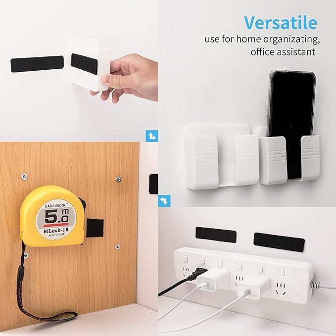 Art3d 40 Sets Hook and Loop Tape, 1"x 4" Sticky Back, Heavy Duty | Double-Sided, Adhesive Strip, Nylon, Picture Hanging Strips Fastener for Mounting Hanging, Glass, Tile, Metal, Home, Office