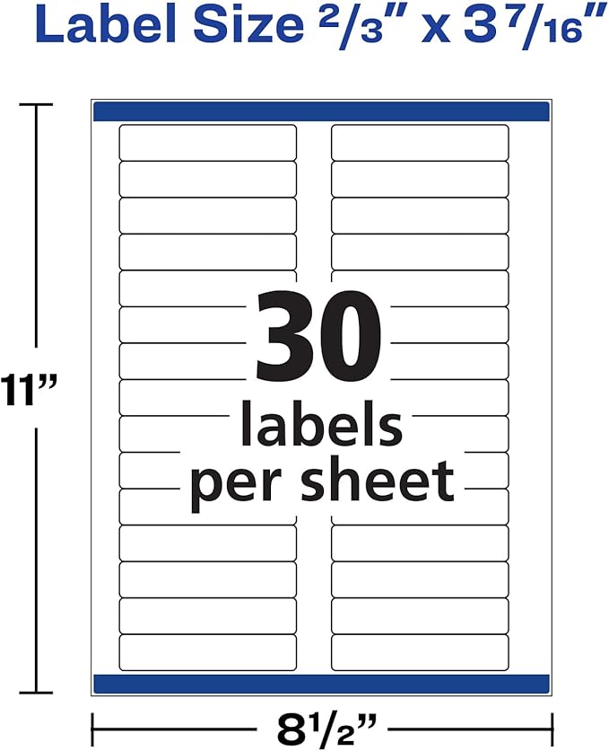 Avery File Folder Labels with TrueBlock Technology, Permanent Adhesive, 2/3" x 3-7/16", Laser/Inkjet, 150 Labels (08593) (Pack of 4)
