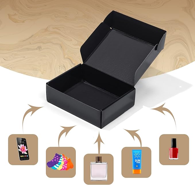 ZBEIVAN 7x5x2 Black Small Shipping Boxes, 20 Packs Corrugated Cardboard Mailer Boxes for Packaging Small Business Mailing Gifts Wrap Boxes with Lids