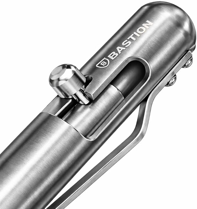 BASTION Titanium Bolt Action Pen - exclusive Hyperbolt & ZeroSeam, CNC Machined EDC Writing Tool, Refillable, Flagship Executive Gift Pen - Silver