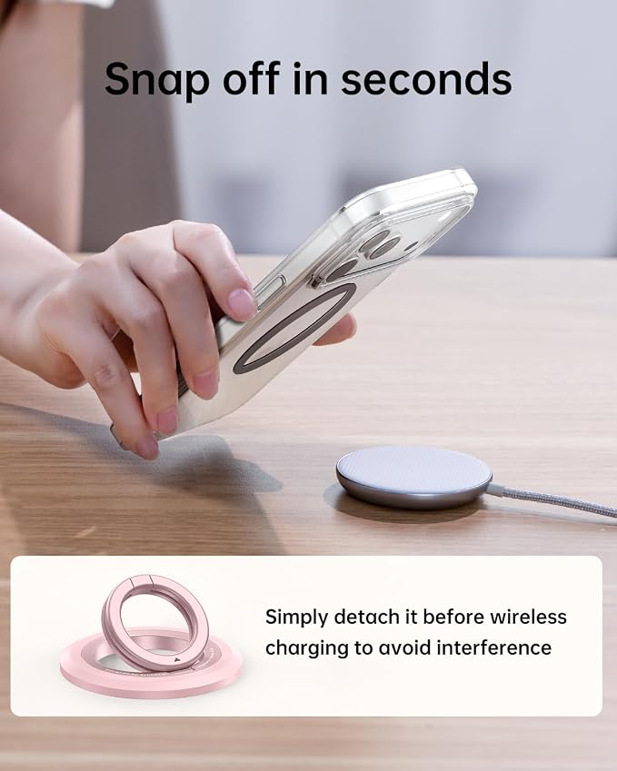 SYNCWIRE Magnetic Phone Ring Holder, for MagSafe Phone Grip Stand Kickstand | 360° Rotation, Double-Sided Magnet, Cell Phone Grip Finger Holder, for iPhone 17 16 15 14 13 12 Pro Max, MagSafe Accessories