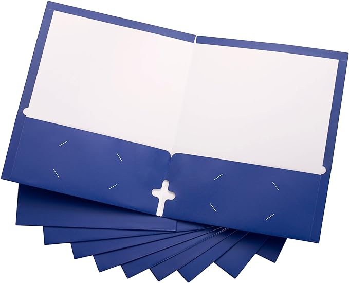10 Pack Two Pocket Folders, Blue, Strong Thick Paper Folders, for Letter Size, by ACTIVITYya
