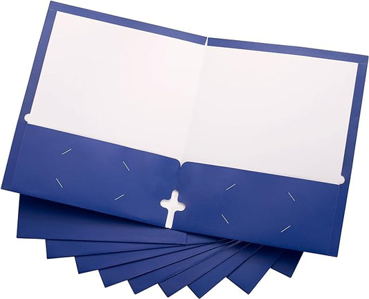 10 Pack Two Pocket Folders, Blue, Strong Thick Paper Folders, for Letter Size, by ACTIVITYya