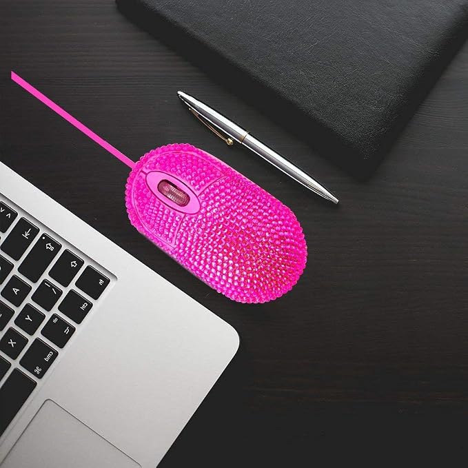 SOON GO Pink Mouse for Laptop Computer Mice with Crystal Bling Rhinestone Funny Personalized Gift for Kids and Teen Girl Birthday Kids Mouse fit for 6 7 8 9 10 Yr Old Girl