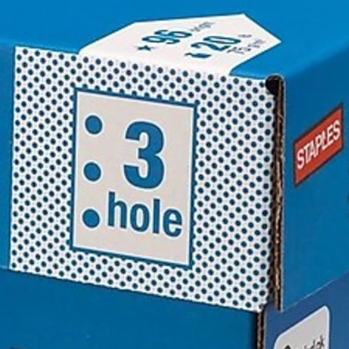 Staples 8.5" x 11" 3-Hole Punch Multipurpose Paper, 20 lbs., 96 Brightness, 500/Ream, 10 Reams/Carton
