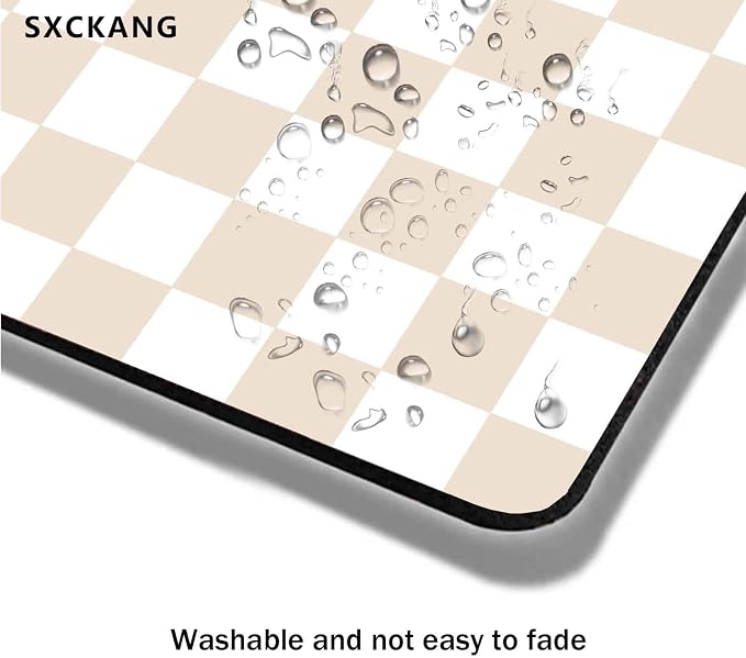 Cute Checkered Mouse Pad, Retro Beige Sand Mousepad, Square Aesthetic Mice Pad Perfect Design for Gaming, Computer, Laptop, Office Work Home, Non-Slip Rubber Mouse Mat, 9.5x7.9 inch