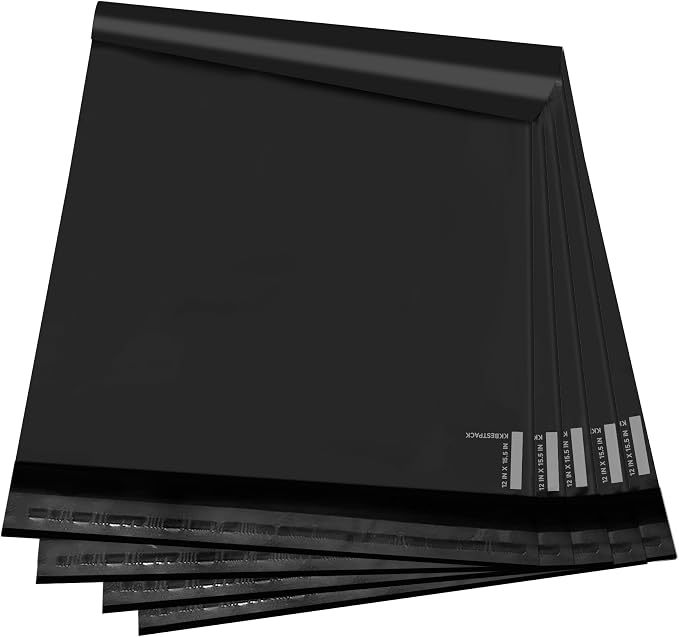 Black Poly Mailers 10x13 in, Shipping Bags, 200 Pcs | Shipping bags for clothes and mailing envelopes for packing shirts, apparel, and fabric accessories.