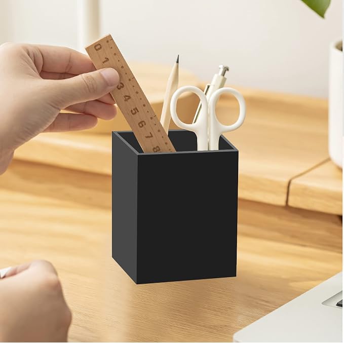 Ptaedex Acrylic Pen Holder Organizer, Black Pencil Holder for Desk, 2 Pack | Pen Holder for Desk, Pen Cup Holder, Makeup Brush Holder, Marker Organizer Office Supplies, Desk Decor for Office Home School