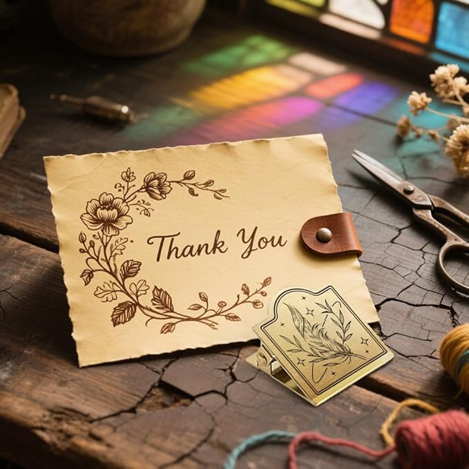 ANATTASOUL Travel Journal Clip Vintage Feather and Leaf Metal Book Clips, Decorative Heavy Duty Journal Clips to Hold Journal Open for Notebook, Photo, Bookmark, Office Kitchen Home DIY Use
