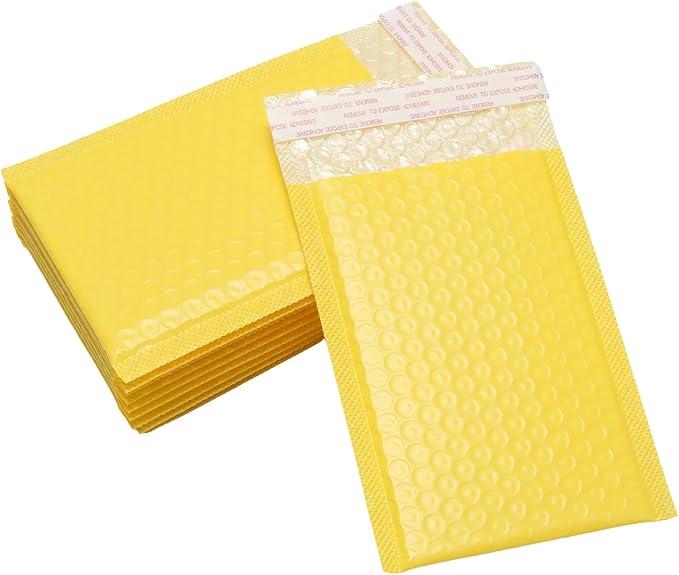 5x7 Inch Self Seal Adhesive Poly Bubble Mailers 10 Pcs Yellow Waterproof Shipping Bags for Mailing Packaging