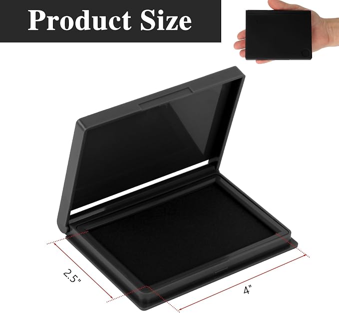 Black Stamp Pad, 4 x 2.5 Inch Ink Pad for Stamps, All-Purpose Felt Pad | Quick-Dry & Reusable, Works with Rubber, Wooden, Metal Stamps, Large Premium Quality Stamp Ink Pad for Office and Crafting