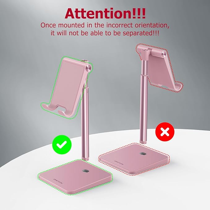 OMOTON Cell Phone Stand, Adjustable Angle Height Desk Phone Dock Holder for iPhone Air/17 Pro Max / 11 Pro/XS Max/XR, Samsung Galaxy S20 / S10 / S9 / S8 and Other Phones (3.5-7.0-Inch), Rose Gold