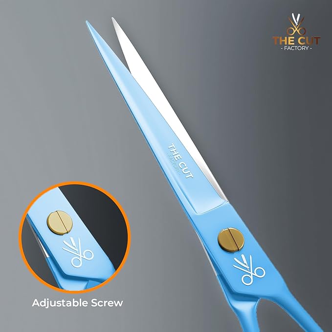 The Cut Factory- 6.5” Professional Hair Scissors - High Carbon 420 Stainless Steel Hair Cutting Scissors, Ultra-Sharp Barber Shears for Salon & Home (Blue)